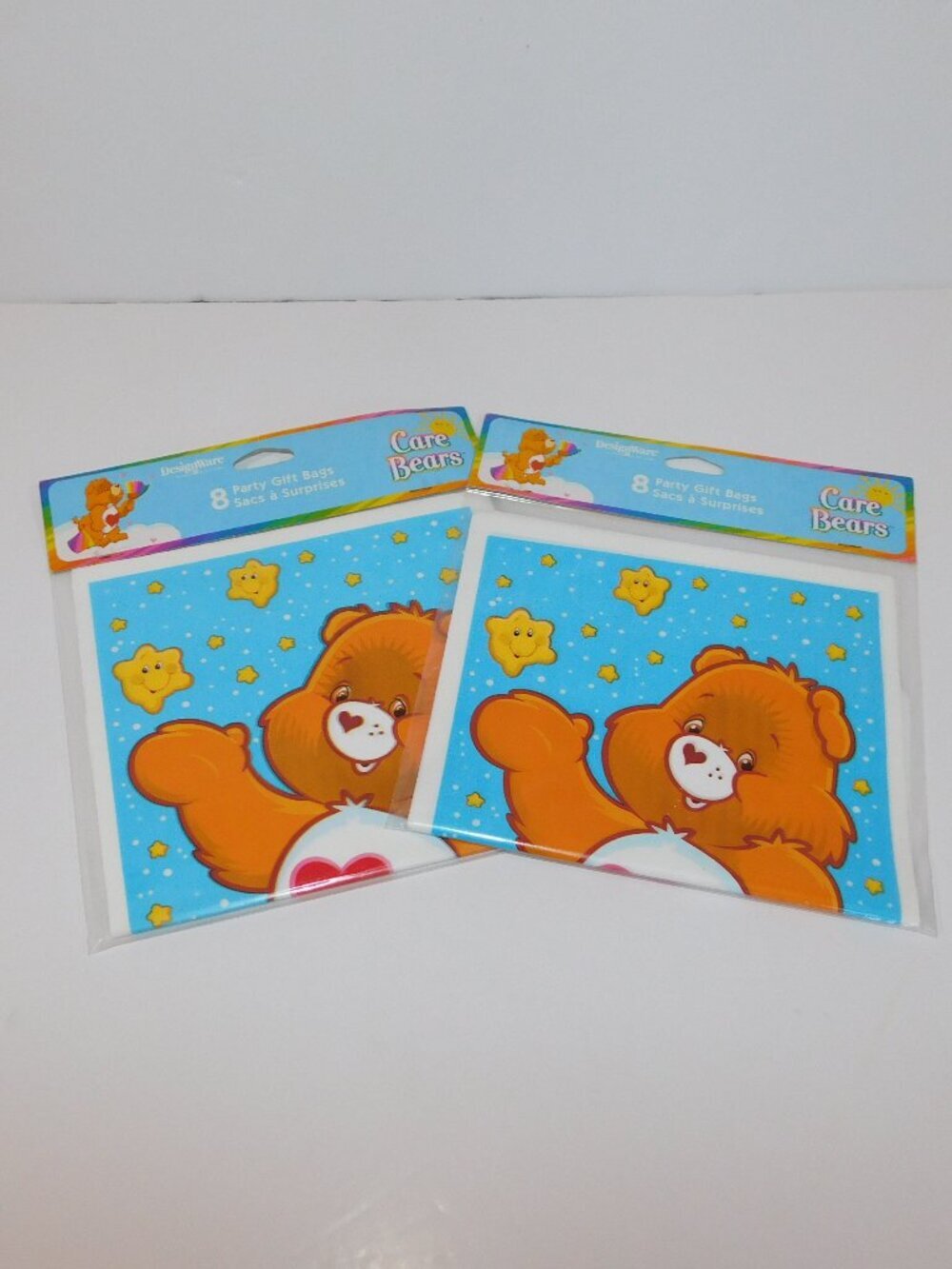 VTG 2002 Care Bears Tenderheart Birthday Party Gift Loot Bags 2 x 8 Bags - NEW